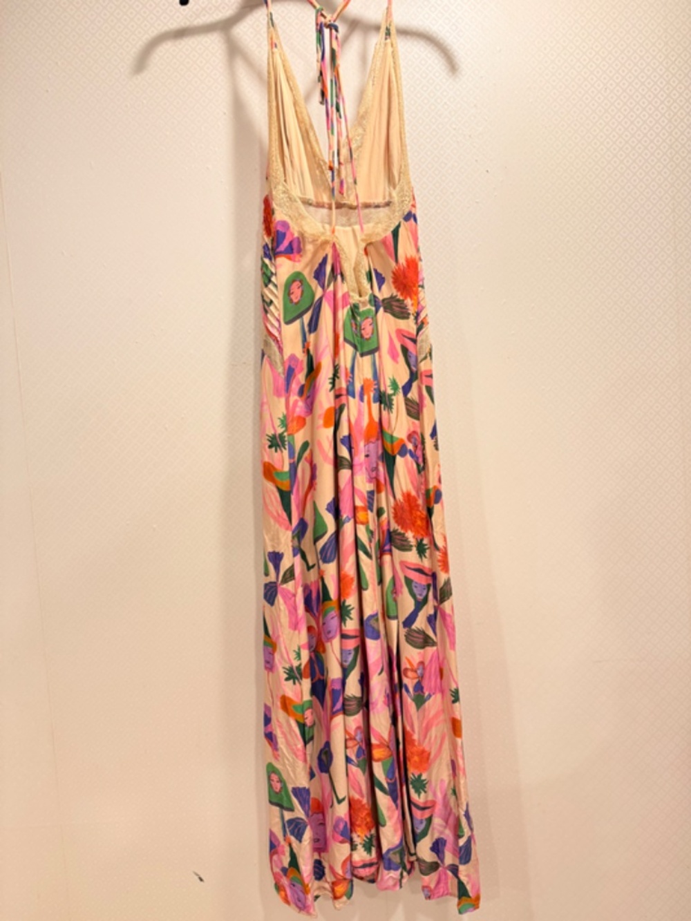 Farm Rio Fairies Sand Viscose Slip Midi Dress Boho Tropical Vacation Size Medium - Picture 3 of 16